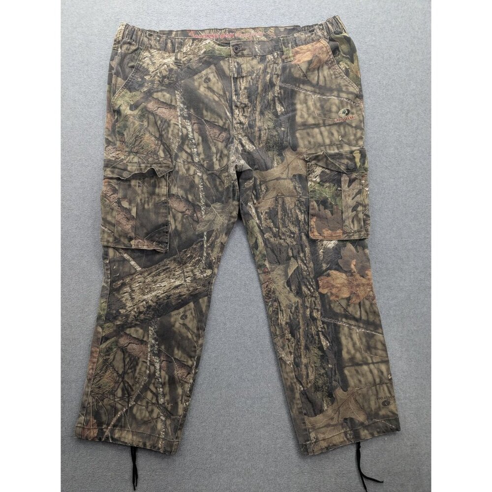 Mossy Oak Cargo Pants Mens 2XL 44-46 Brown Camo Elastic Waist Hunting Outdoor
